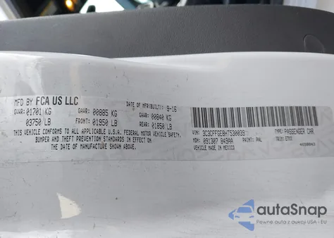 2017 Fiat 500E Battery Electric z USA, uszkodzony, nr VIN 3C3CFFGE8HT530039